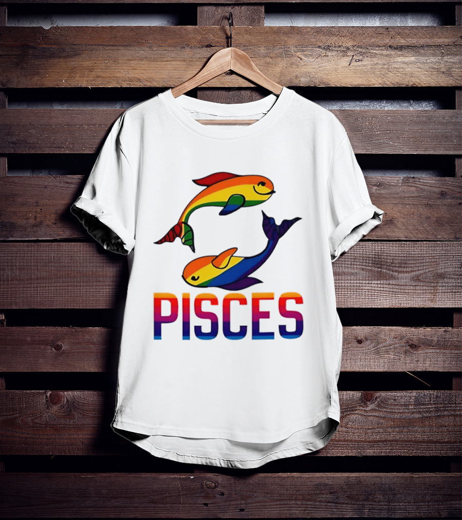 Pisces Fish Rainbow LGBT Pride T-Shirt