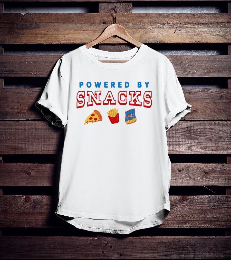 Powered By Snacks Pizza Fries Chips T-Shirt