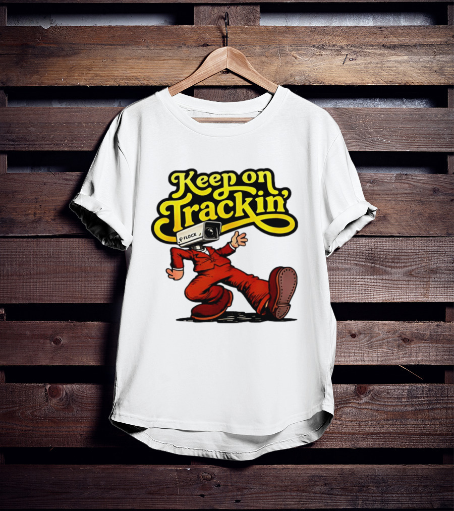 Keep On Trackin' Security Camera Head Person Walking T-Shirt
