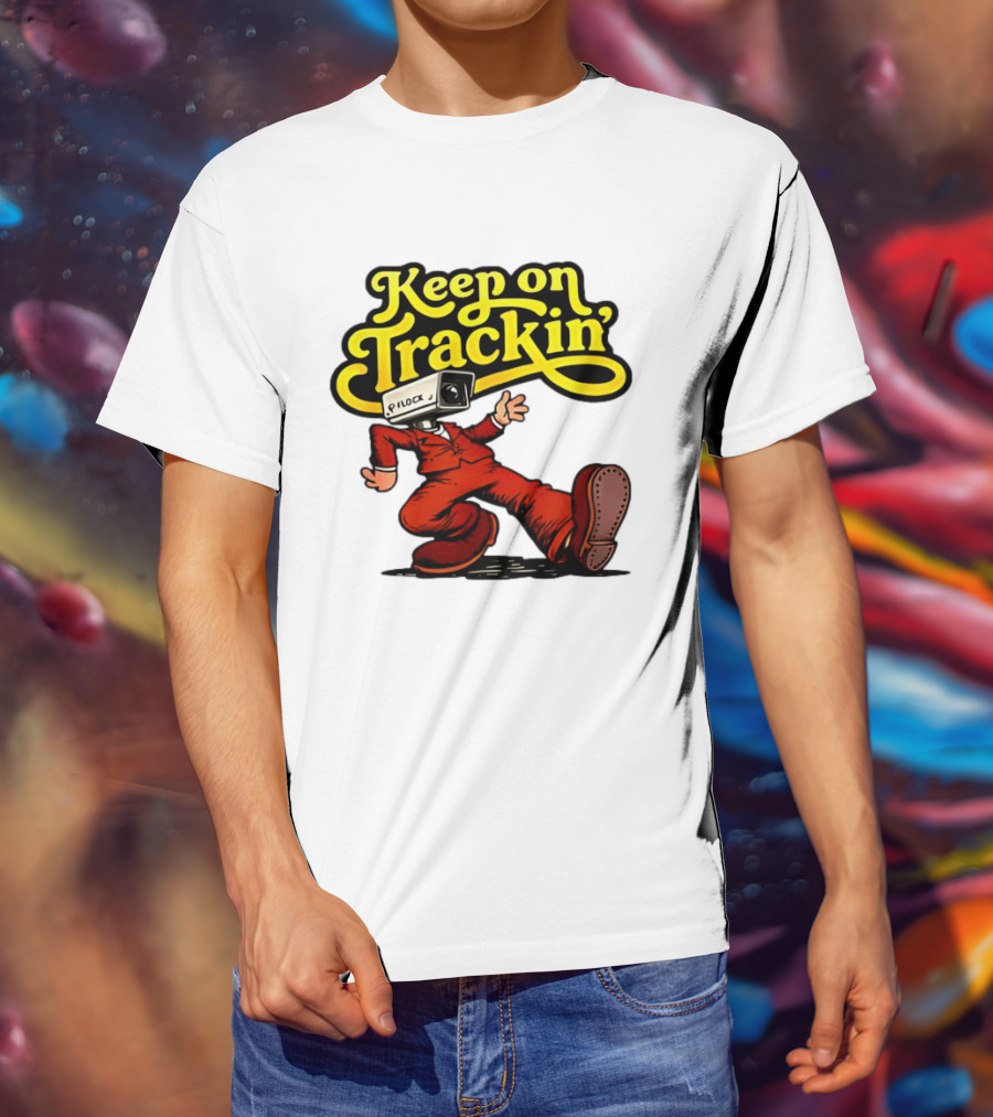 Keep On Trackin' Security Camera Head Person Walking T-Shirt