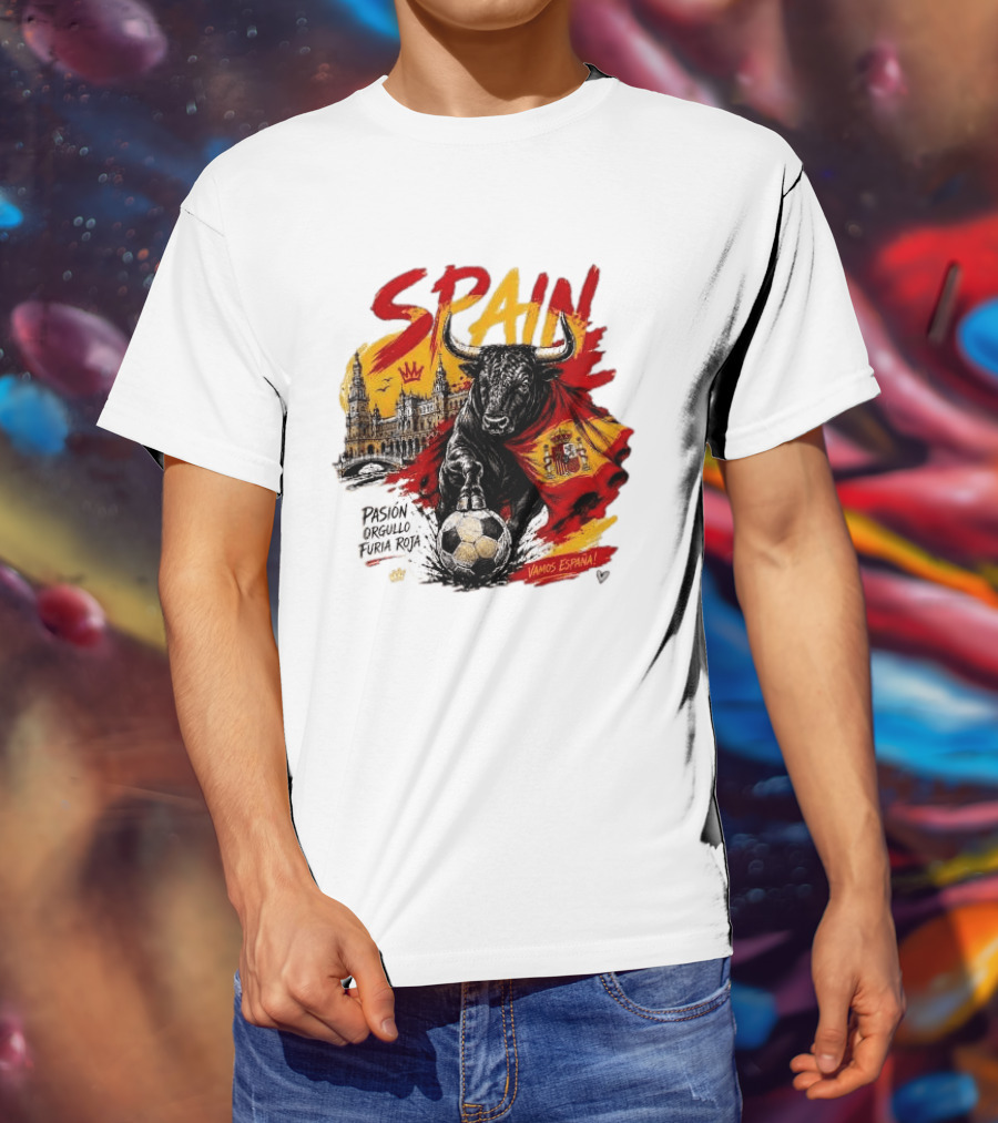 Spain Pasión Orgullo Furia Roja Vamos España Bull Flag 2026 T-Shirt