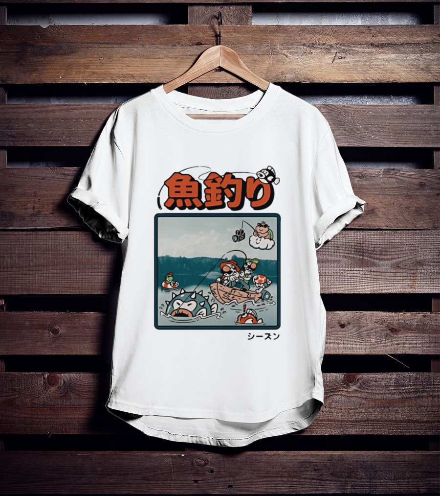 Super Mario Fishing Season Luigi Yoshi Toad Bowser Japan T-Shirt
