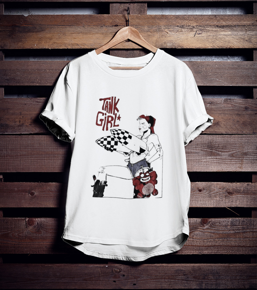 Tank Girl Checkered Missiles Red Text With Plush Toy T-Shirt