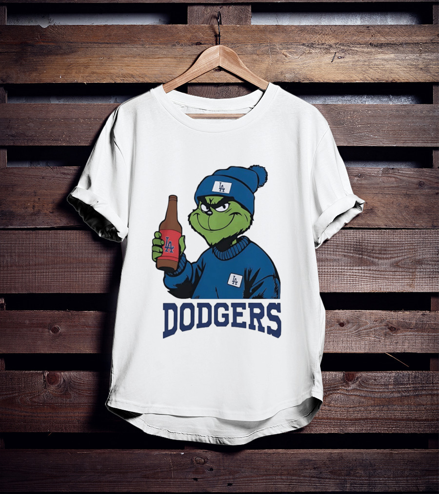 Los Angeles Dodgers MLB Christmas Grinch Beanie And Sweater T-Shirt