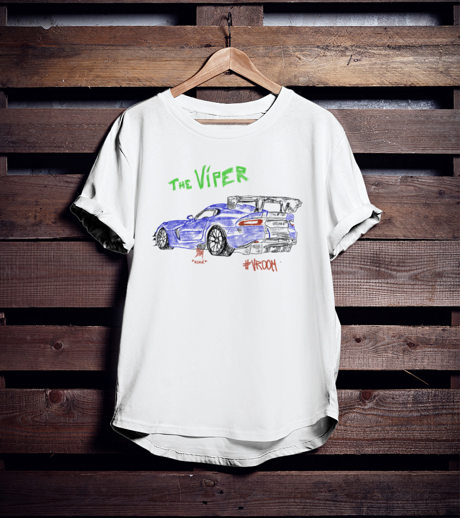 The Viper Dodge Viper Car Vroom Racing Sketch T-Shirt