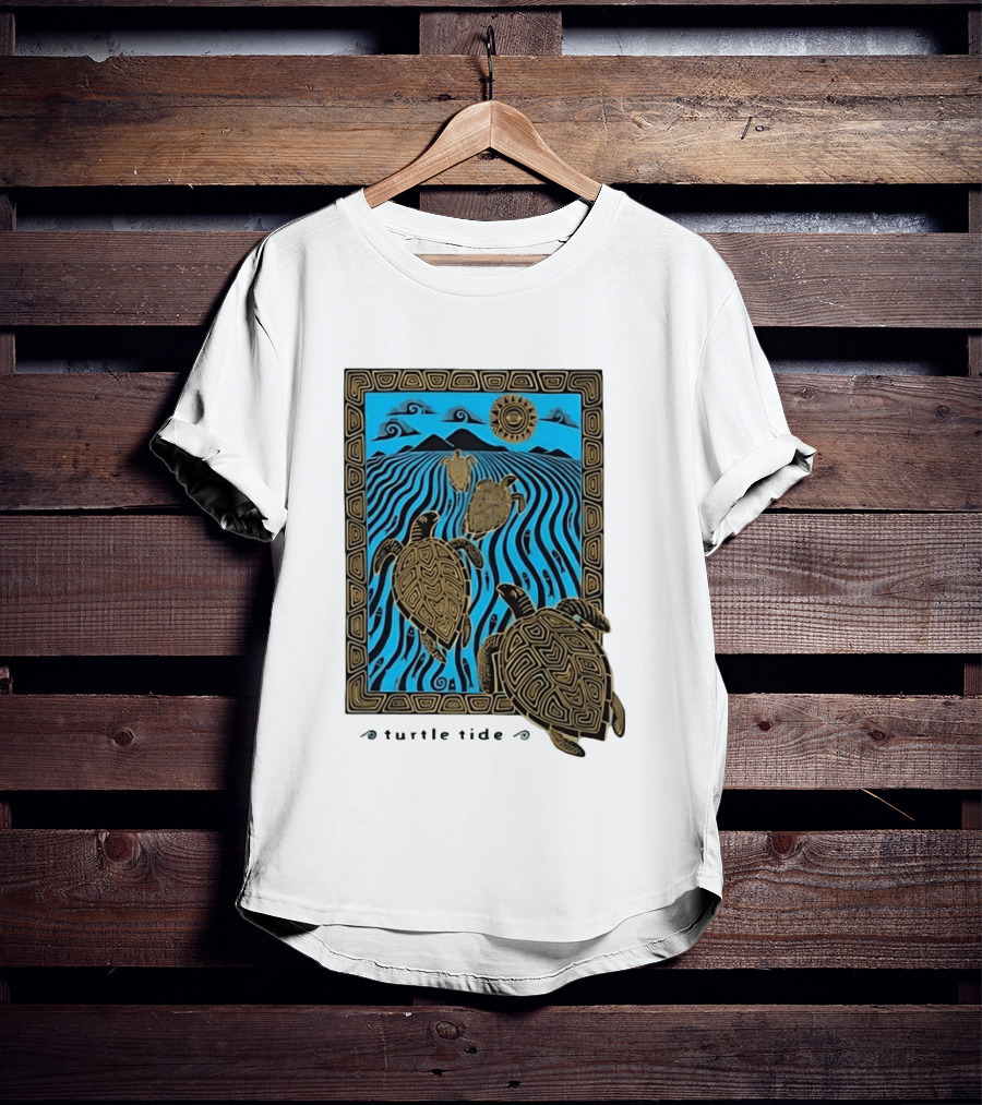 Turtle Tide Ocean Sea Life Coastal Nautical Waves And Sun T-Shirt