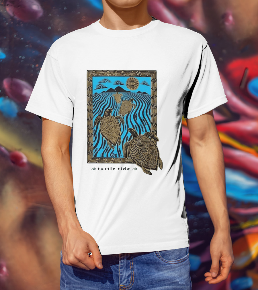 Turtle Tide Ocean Sea Life Coastal Nautical Waves And Sun T-Shirt