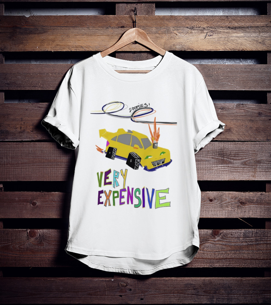 Zoomies Funky Automotive Very Expensive Car Flames Colorful T-Shirt