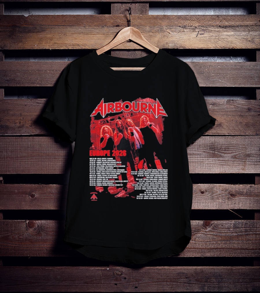 Airbourne Get Gutsy Europe 2026 Tour Dates And Cities T-Shirt