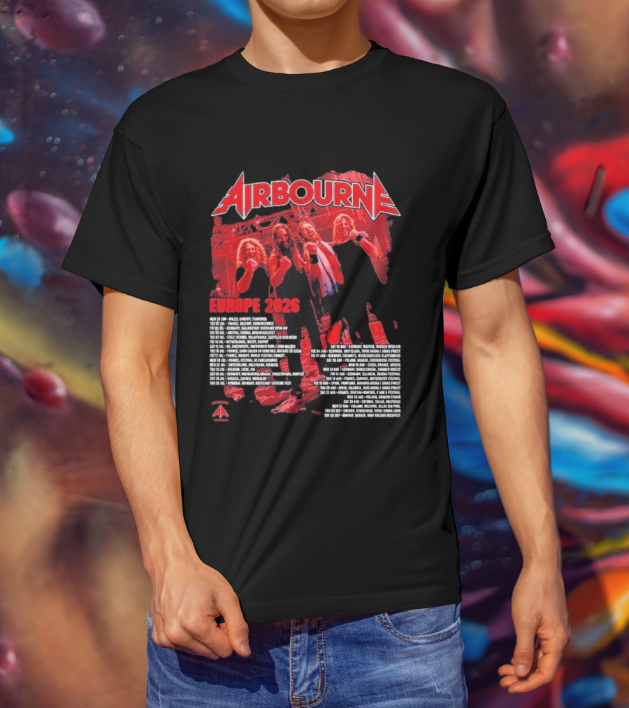 Airbourne Get Gutsy Europe 2026 Tour Dates And Cities T-Shirt