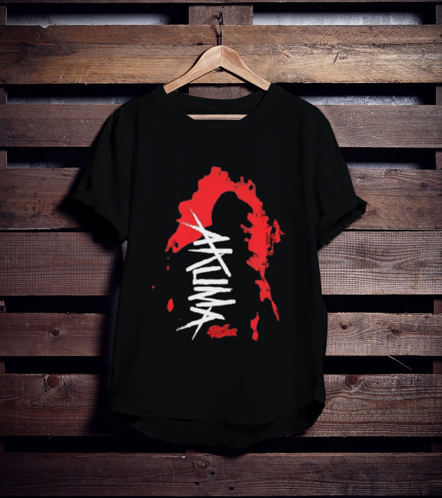 Akuma Street Fighter Red And White Brushstroke T-Shirt