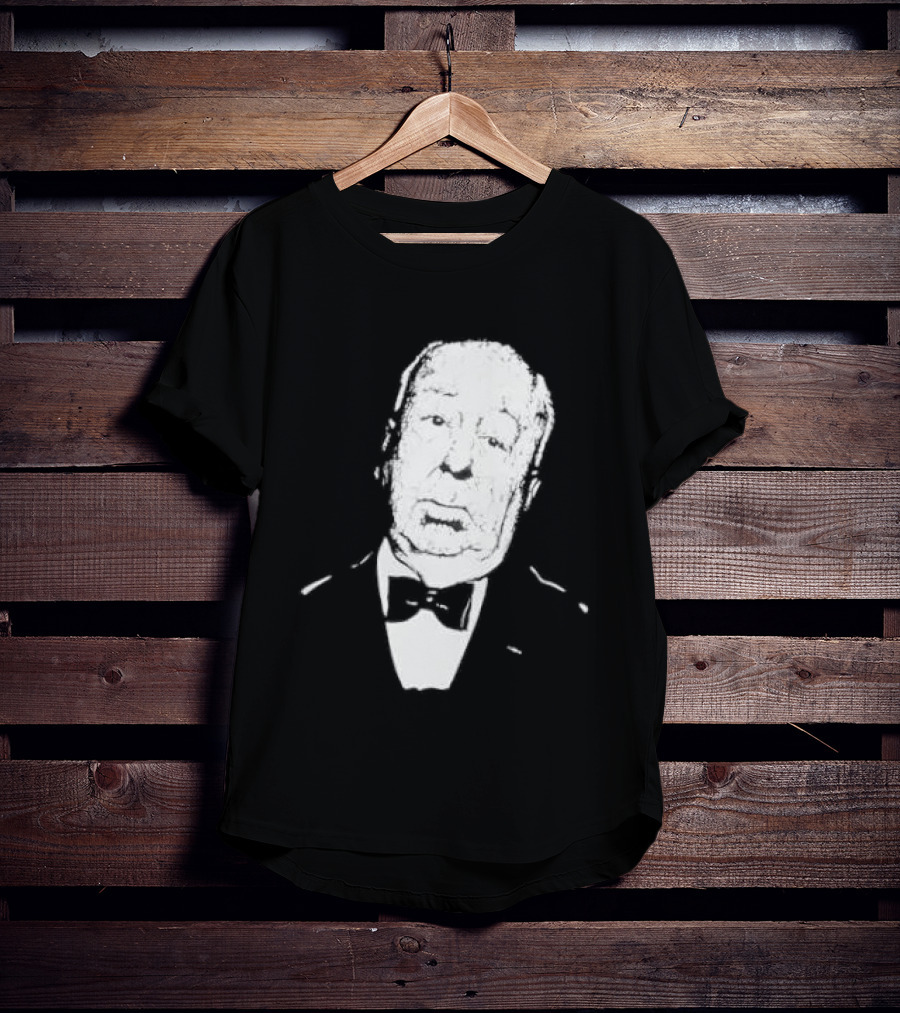 Alfred Hitchcock Staring Silhouette Iconic Filmmaker Style Bowtie T-Shirt