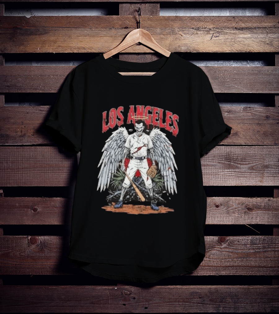 LOS ANGELES Angelic Baseball Player With Wings And Halo T-Shirt