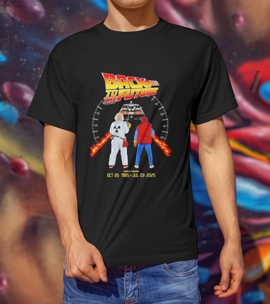Back To The Future Forty Years Oct 26 1985 Jul 03 2025 Movie Anniversary T-Shirt
