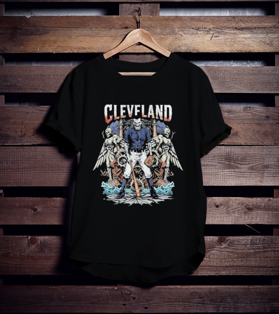 Cleveland Guardians Of The Diamond Baseball Skeleton With Wings T-Shirt