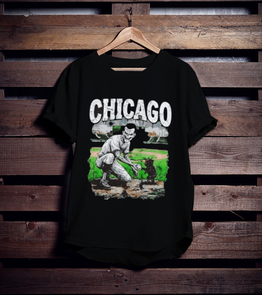 Chicago Undead Baseball Player With Cub On Field T-Shirt