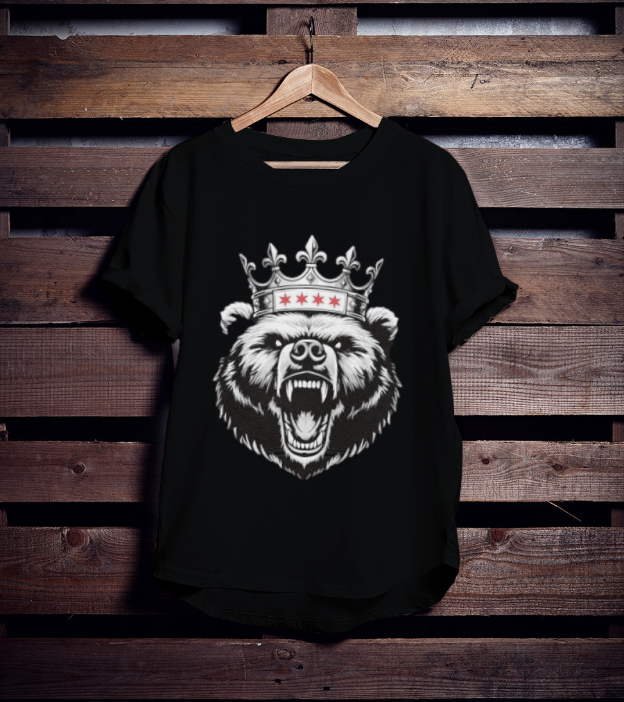 Chicago Bear Crown Four Stars Fleur De Lis T-Shirt