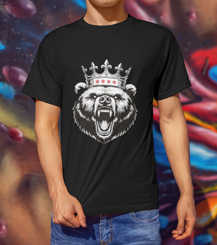 Chicago Bear Crown Four Stars Fleur De Lis T-Shirt