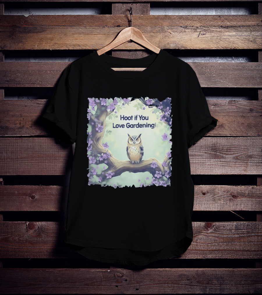 Hoot If You Love Gardening Owl In Blossom Tree T-Shirt