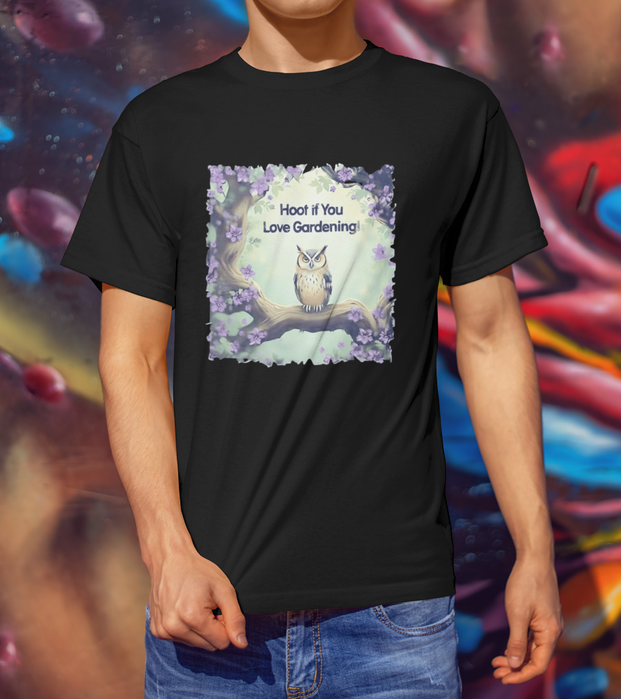 Hoot If You Love Gardening Owl In Blossom Tree T-Shirt