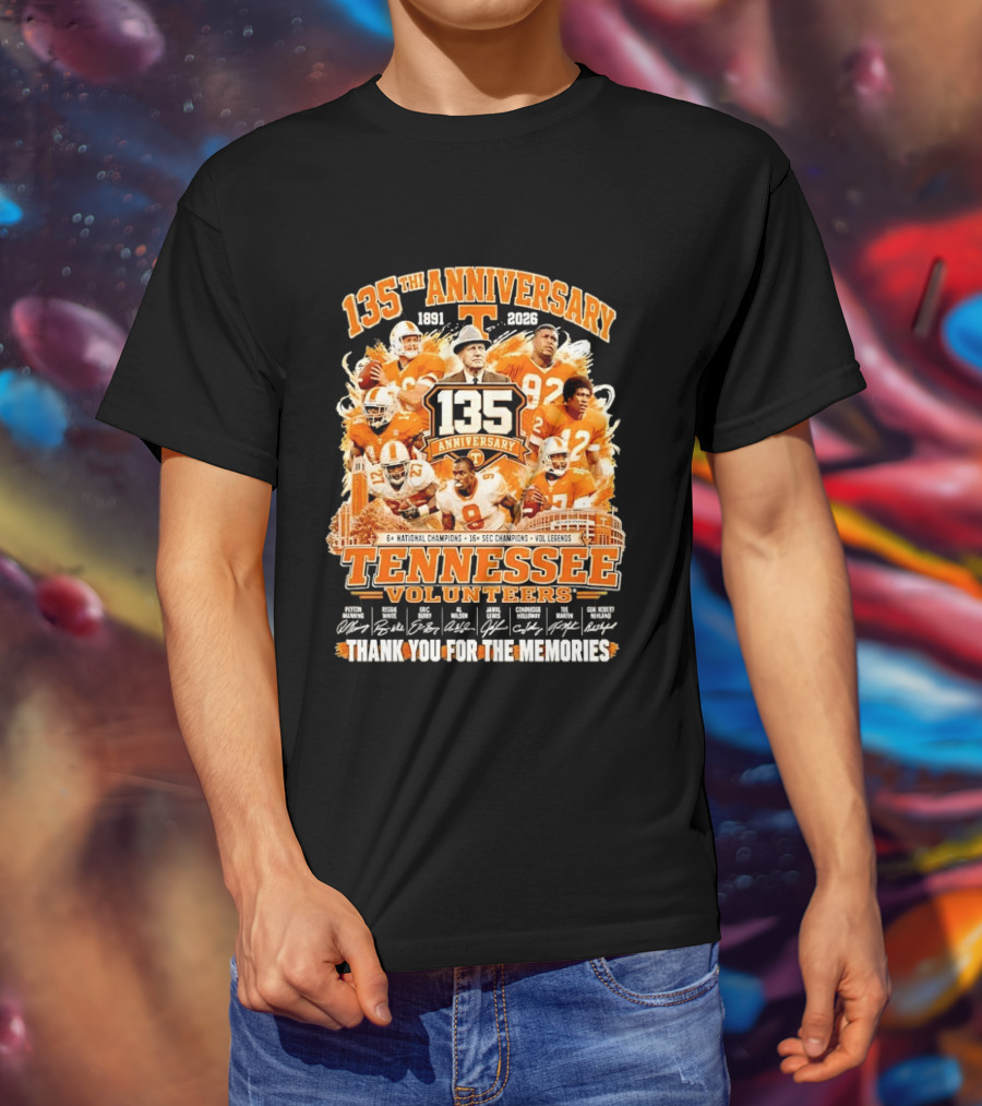 135th Anniversary Tennessee Volunteers Vol Legends Peyton Manning Reggie White National SEC Champions 1891 2026 Thank You For The Memories T-Shirt