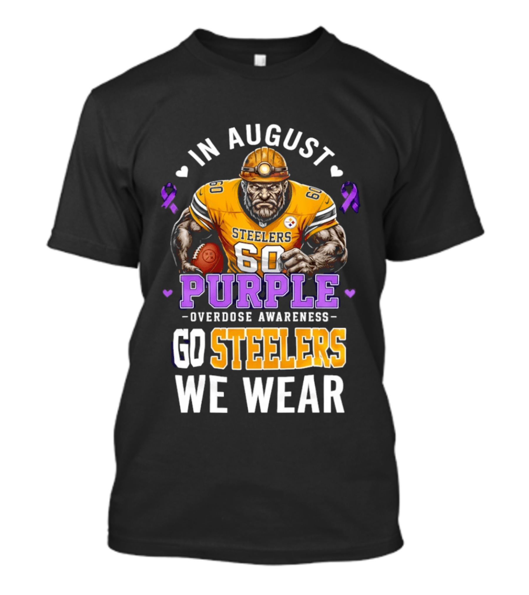 Pittsburgh Steelers Overdose Awareness Go Steelers In August We Wear Purple T-Shirt