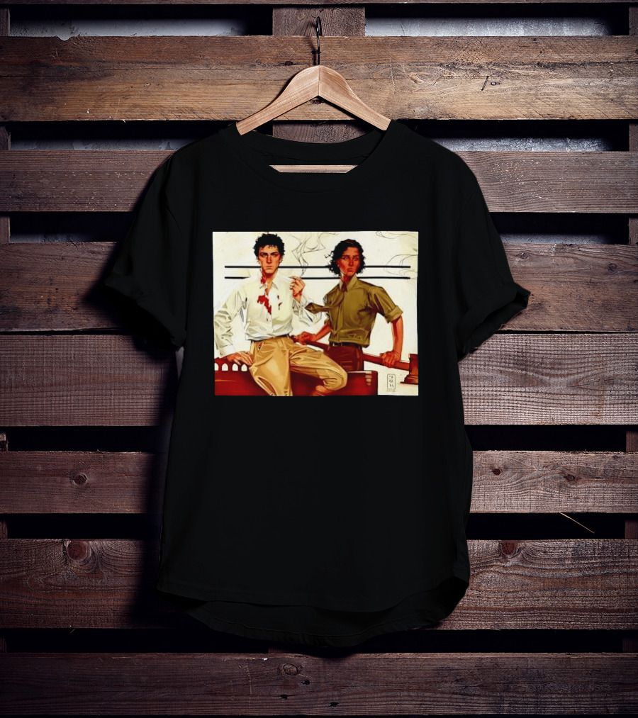 JAPH Two Men Smoking With Bloodstain T-Shirt