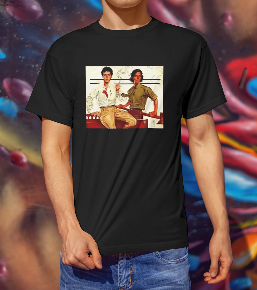 JAPH Two Men Smoking With Bloodstain T-Shirt