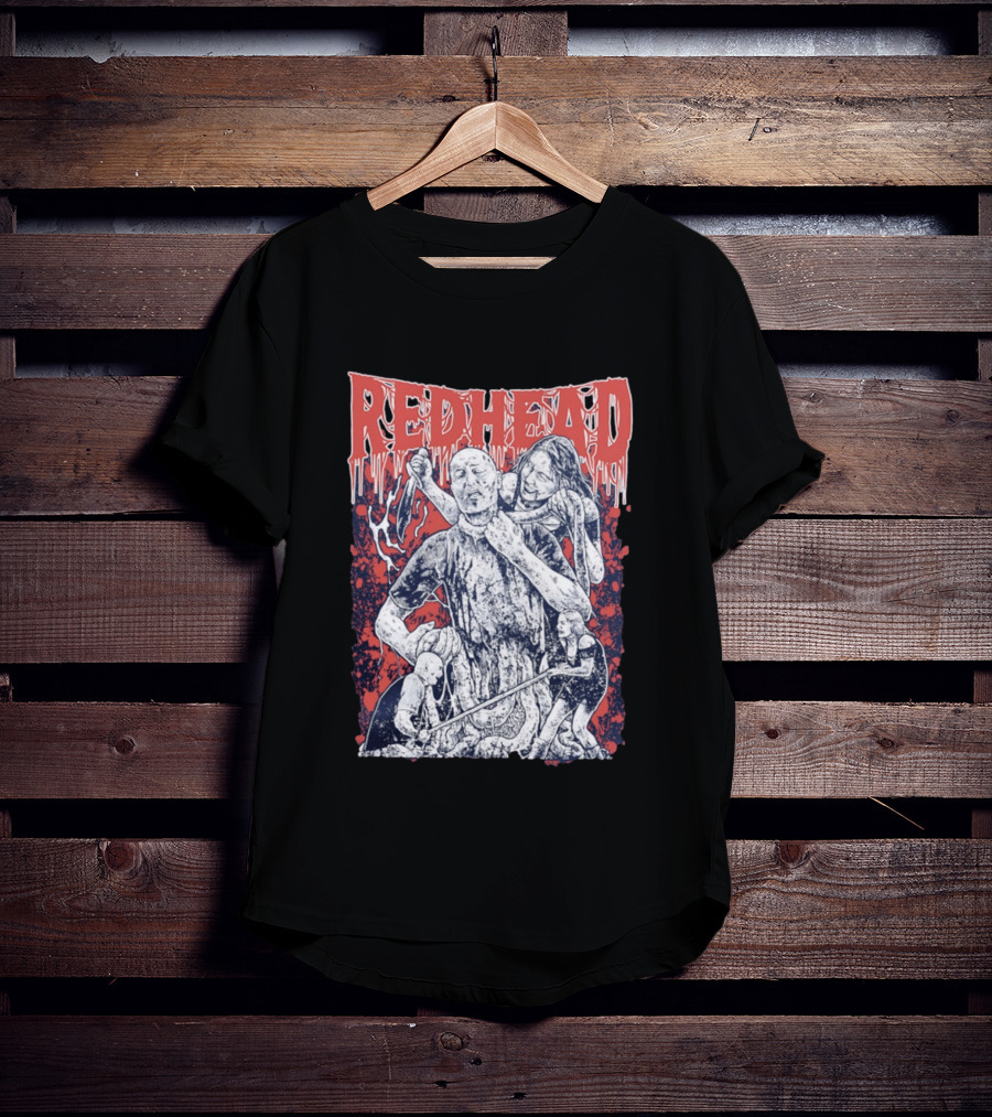 Red Head Horror Gruesome Comic Style Bloodied Figures T-Shirt