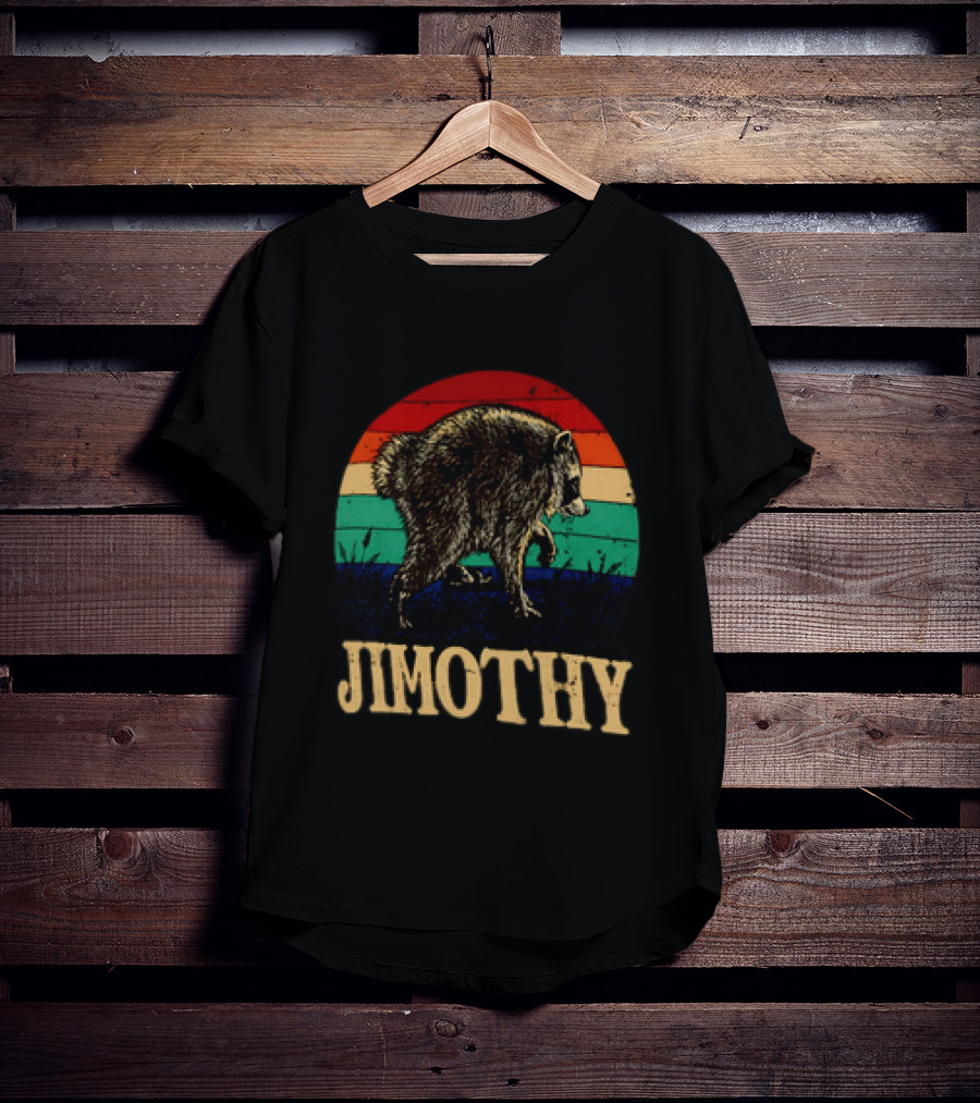 Jimothy Raccoon Retro Stripes Ballard Seattle T-Shirt