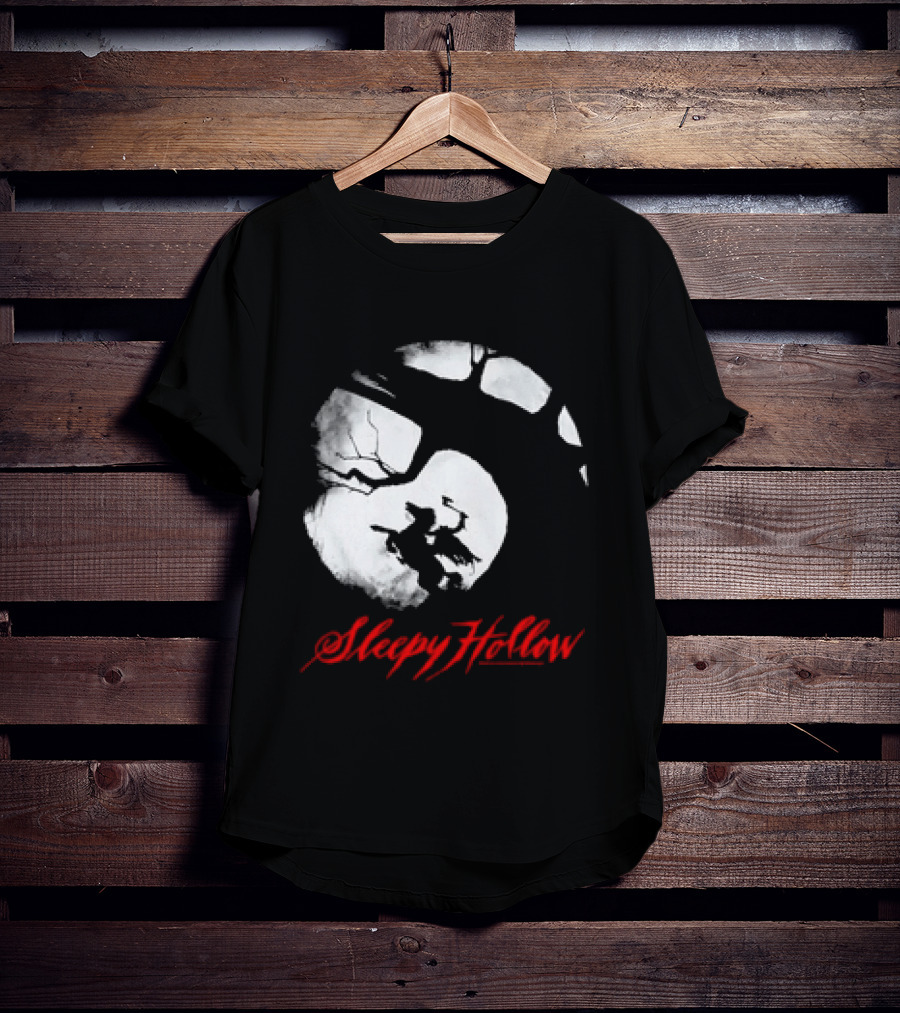 Sleepy Hollow Red Lettering Crescent Moon T-Shirt