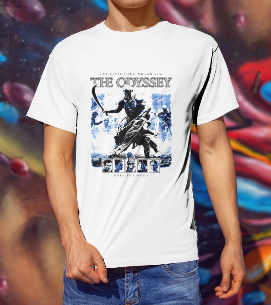 A Christopher Nolan Film The Odyssey Defy The Gods Movie Epic Adventure T-Shirt