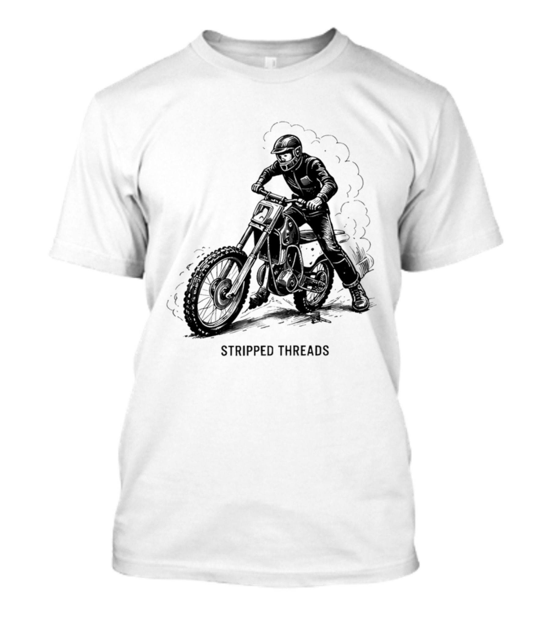 Stripped Threads Dirt Bike Rider Vintage Motocross T-Shirt
