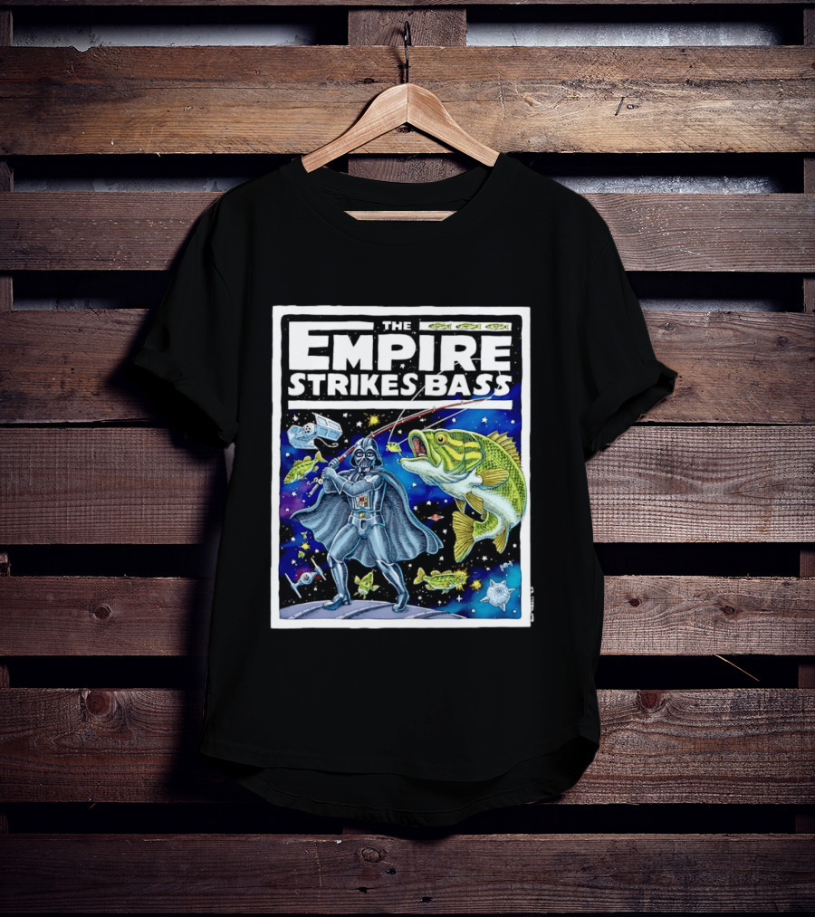 The Empire Strikes Bass Darth Vader Fishing Space Adventure T-Shirt