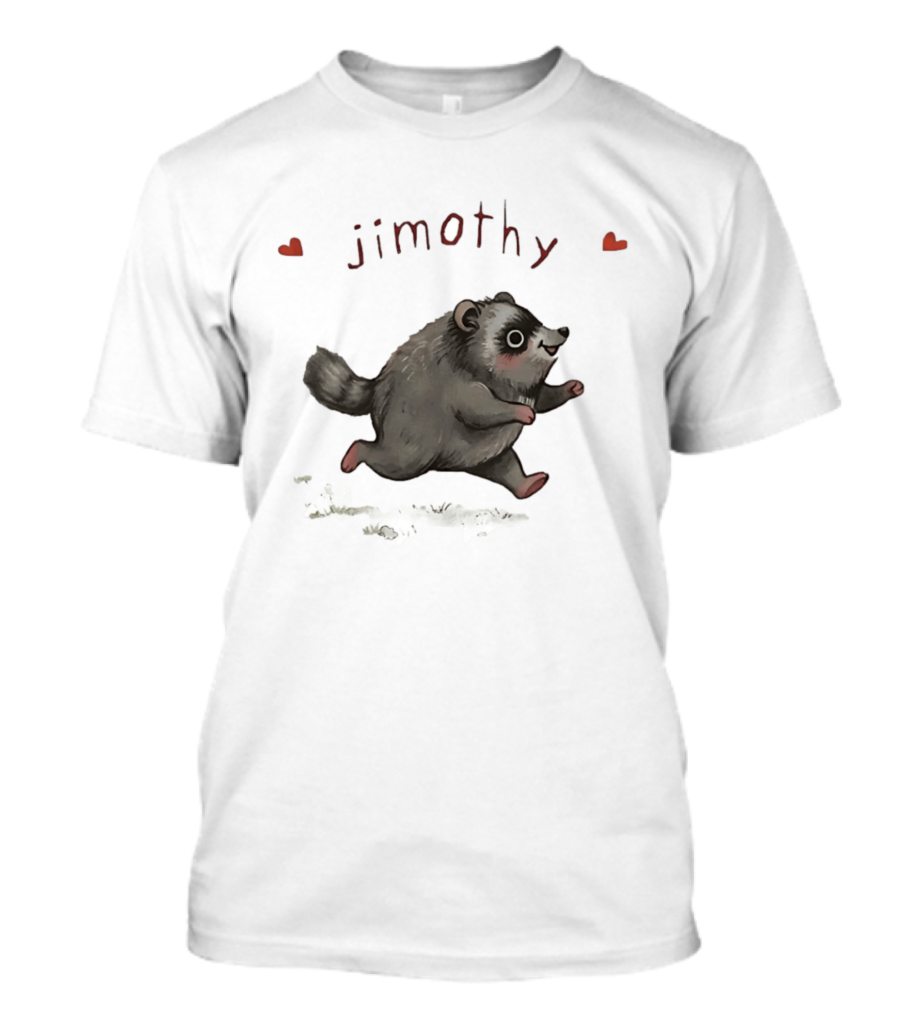Jimothy Raccoon Cute Cartoon Character With Hearts T-Shirt
