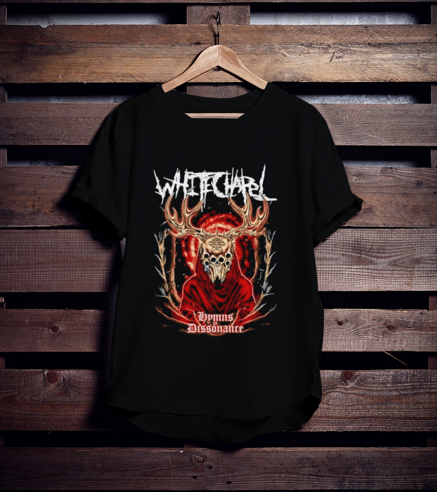 Whitechapel Antlered Skull Hooded Figure Hymns In Dissonance T-Shirt