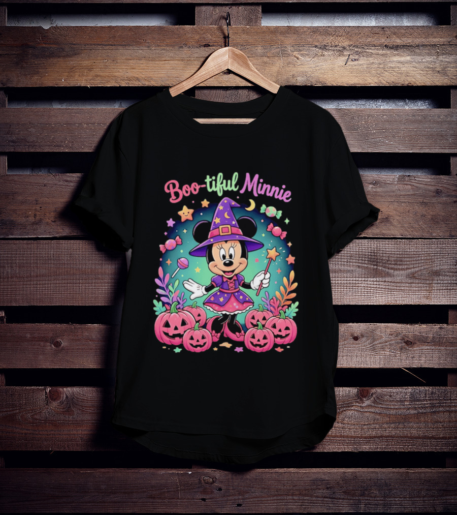 Boo Tiful Minnie Halloween Pumpkin Witch Disney Magic T-Shirt