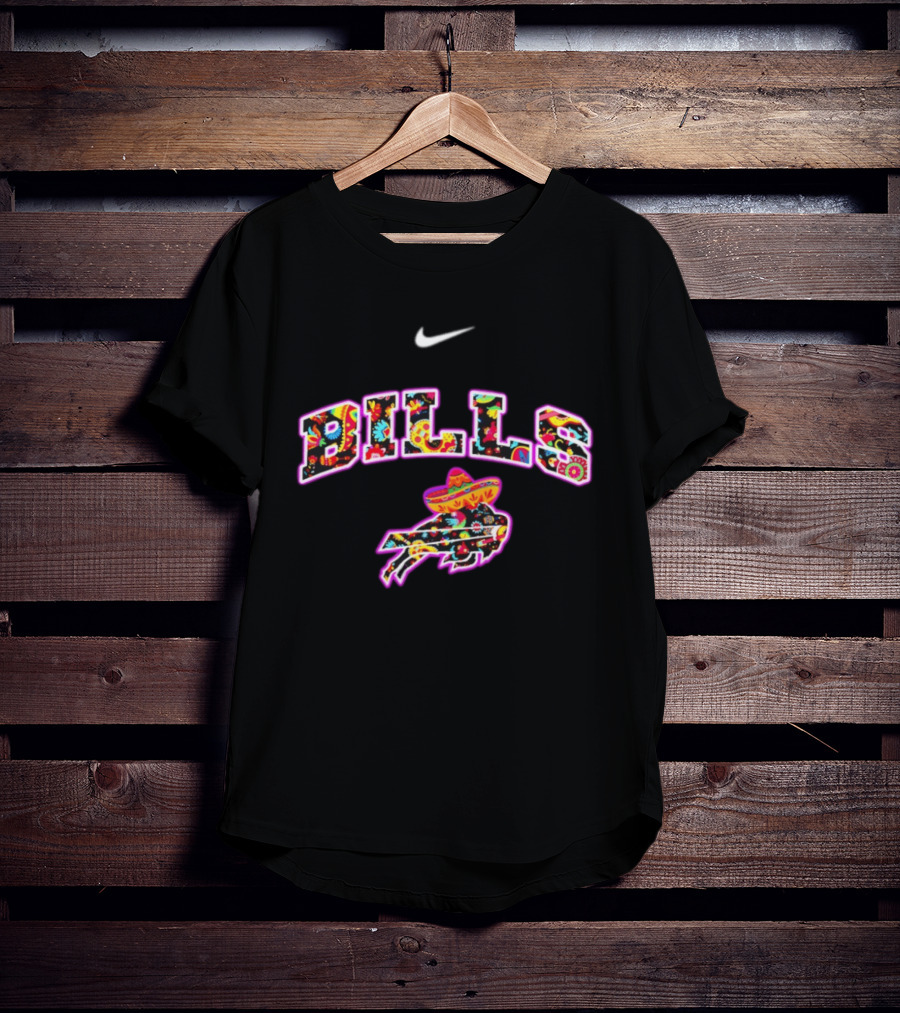Buffalo Bills Fiesta Floral Pattern Nike Logo Hispanic Heritage Celebration T-Shirt