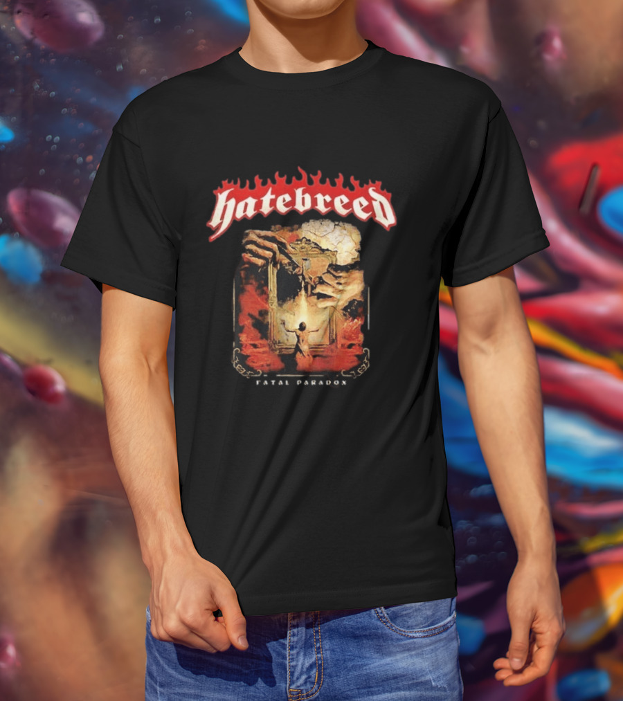Hatebreed Fatal Paradox Fiery Artwork With Hands And Figure T-Shirt