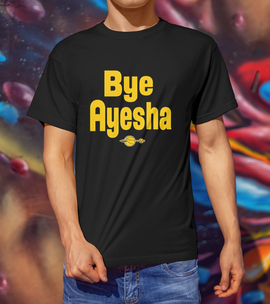 Bye Ayesha Basketball Team Yellow Text With Ball And Hoop T-Shirt