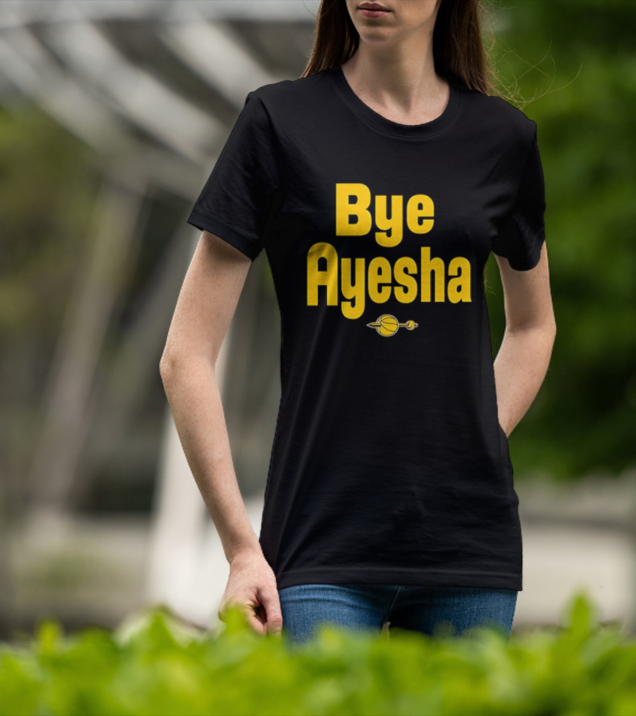 Bye Ayesha Basketball Team Yellow Text With Ball And Hoop T-Shirt