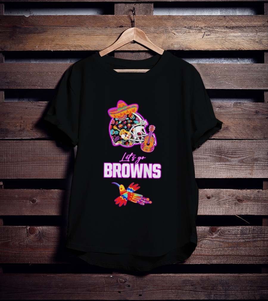 Let's Go Browns Fiesta Mexican Folk Art With Hummingbird And Sombrero T-Shirt