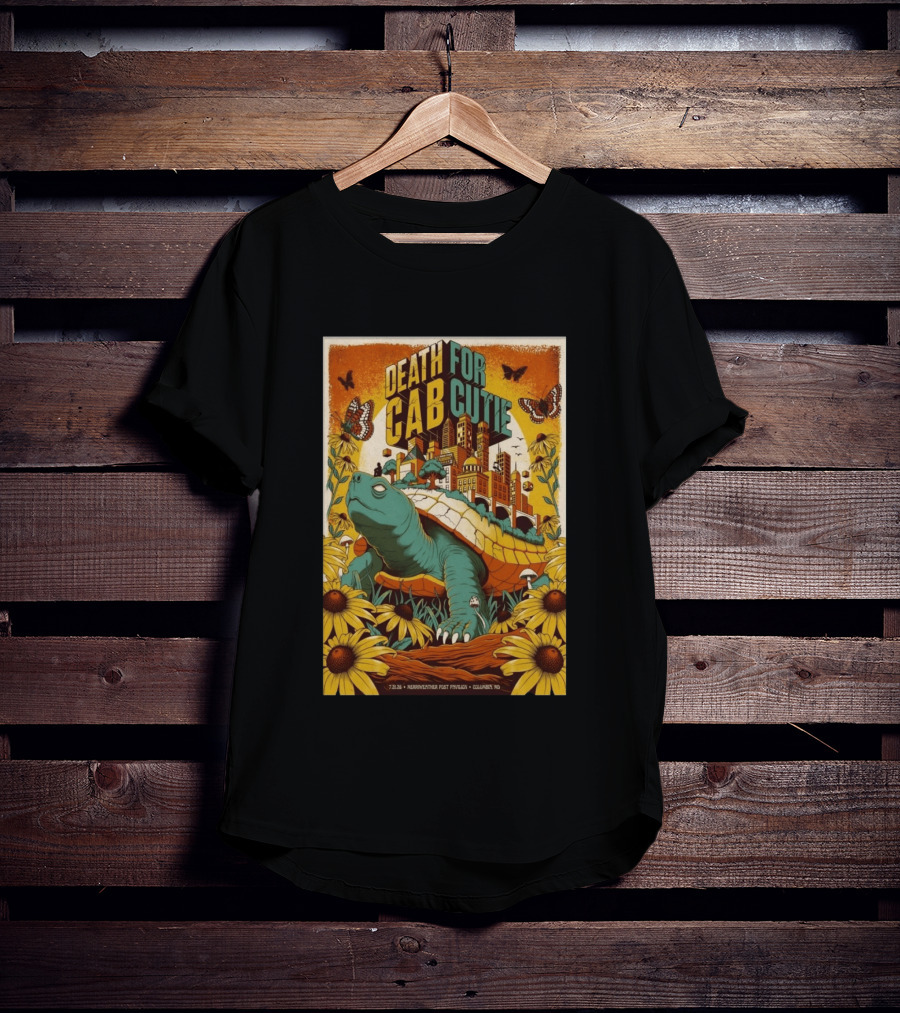 Death Cab For Cutie Merriweather Post Pavilion 7 21 2026 Columbia MD Art Butterflies Turtle Sunflowers T-Shirt
