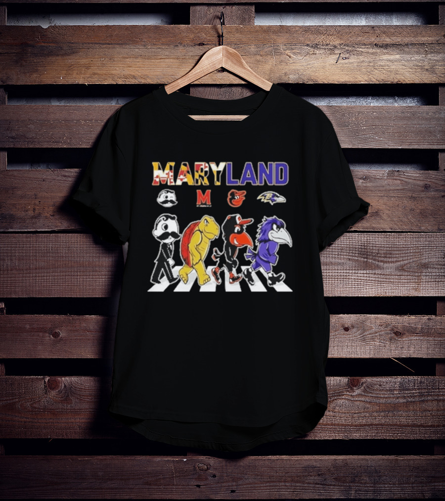 Maryland Sports Mascots Abbey Road Terrapin Oriole Raven Historical Sports Teams T-Shirt