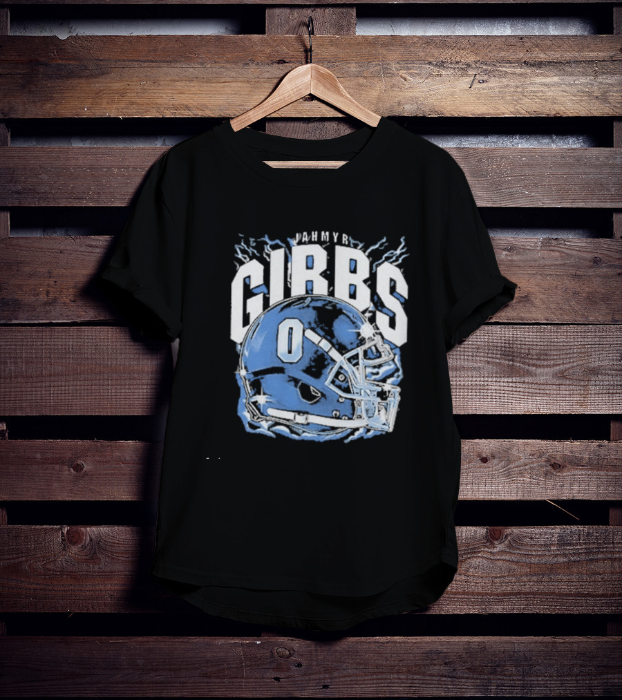 Jahmyr Gibbs Detroit Football Helmet Lions Number 0 T-Shirt