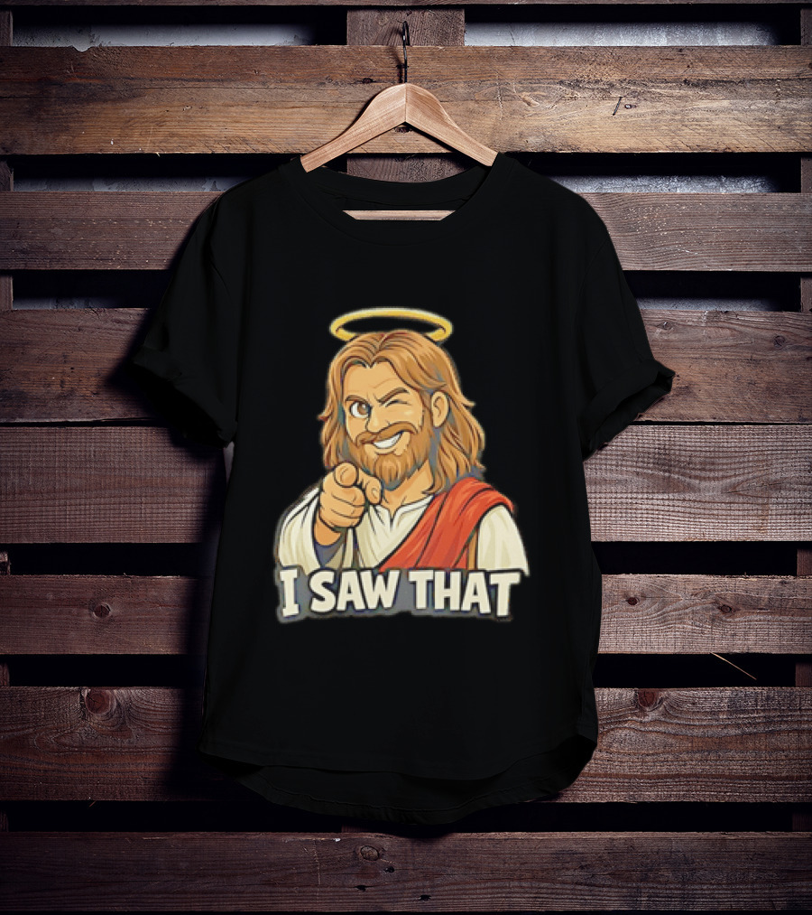 Jesus Winking Pointing I Saw That Halo Robe T-Shirt