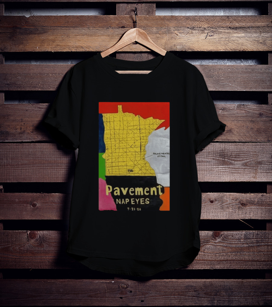 Pavement Nap Eyes Palace Theatre St Paul July 21 2026 Minnesota Map T-Shirt