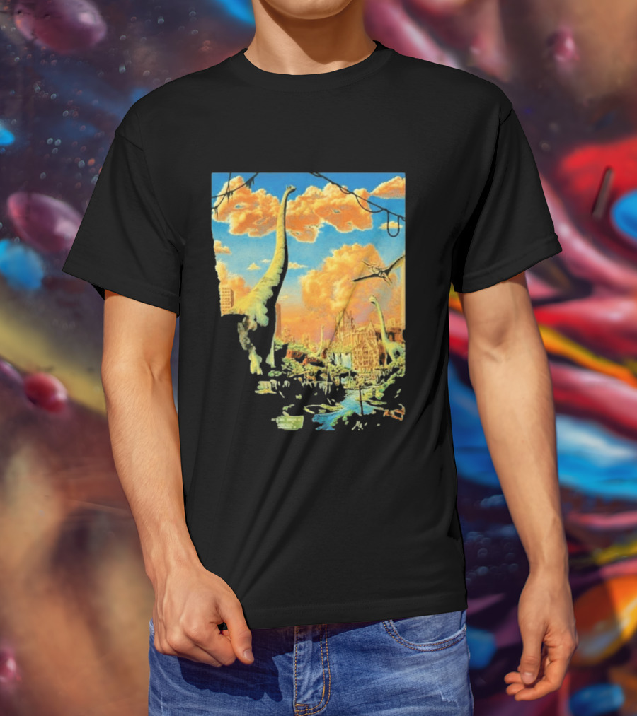 Phish Syracuse NY July 21 2026 St Joseph Health Amphitheatre Dinosaur Cityscape T-Shirt