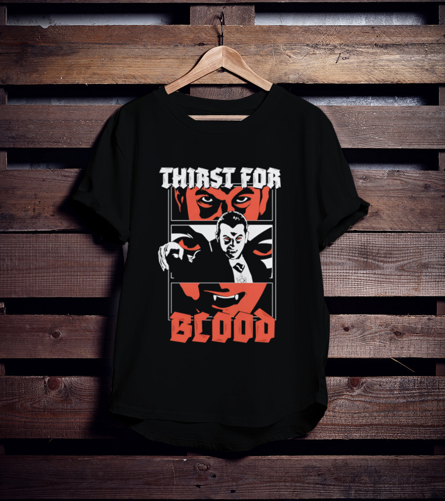 Thirst For Blood Vampire Horror Iconic Red Face T-Shirt