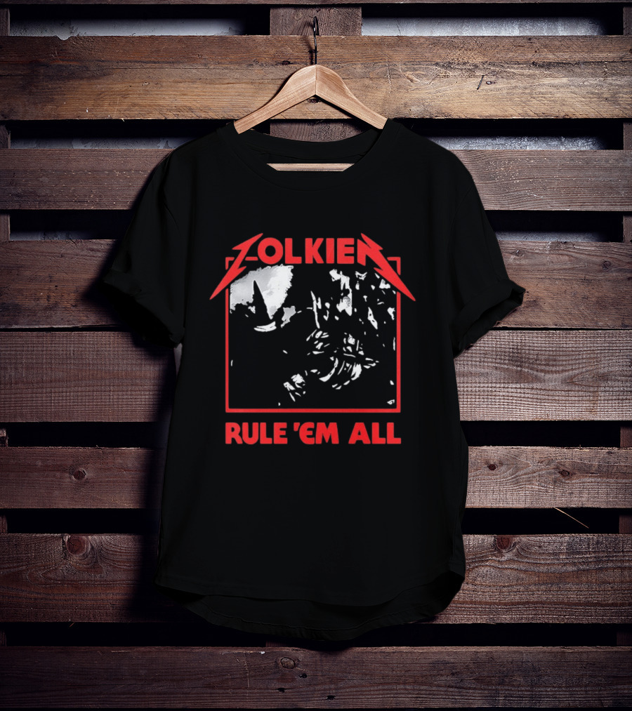 Tolkien Rule 'Em All Lord Of The Rings Metallica Mashup T-Shirt